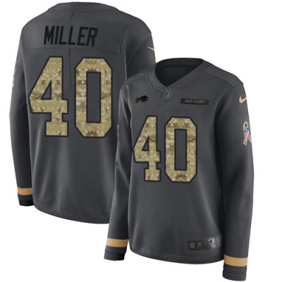 Nike Buffalo Bills #40 Von Miller Anthracite Salute to Service Women's Stitched NFL Limited Therma Long Sleeve Jersey